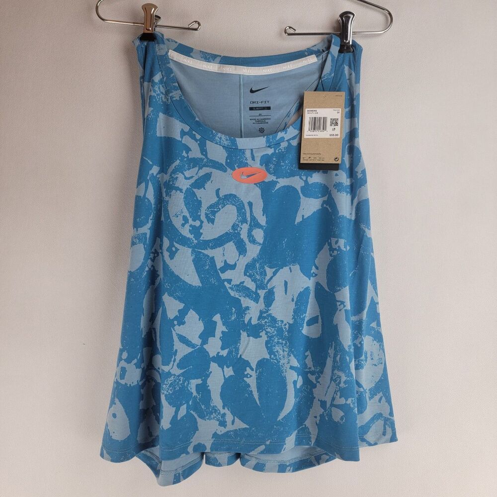 Nike Womens 2X Plus Dri-FIT One Luxe Icon Clash Blue Training Tank DR1471-448